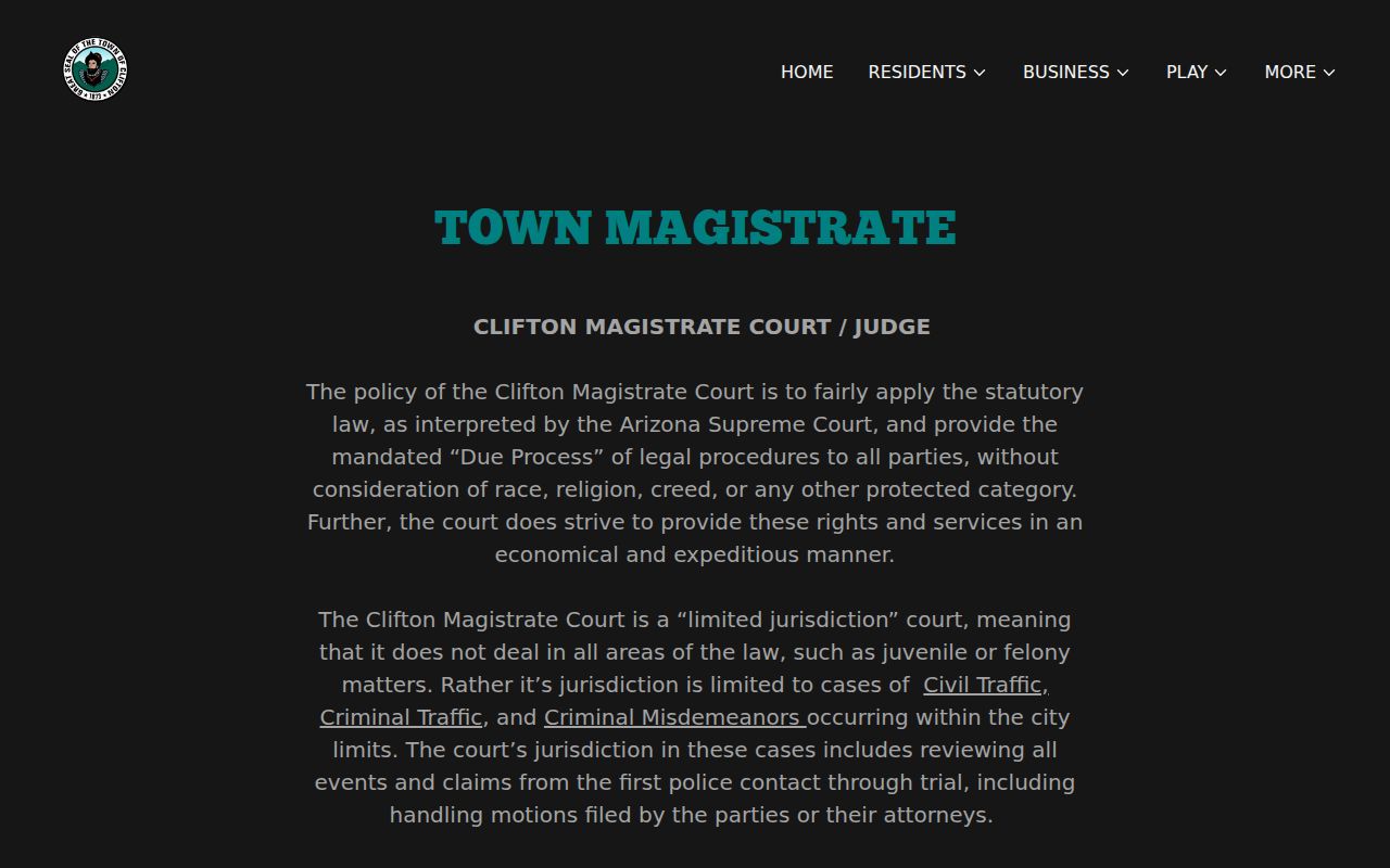 Clifton warrant records at Clifton Municipal Court