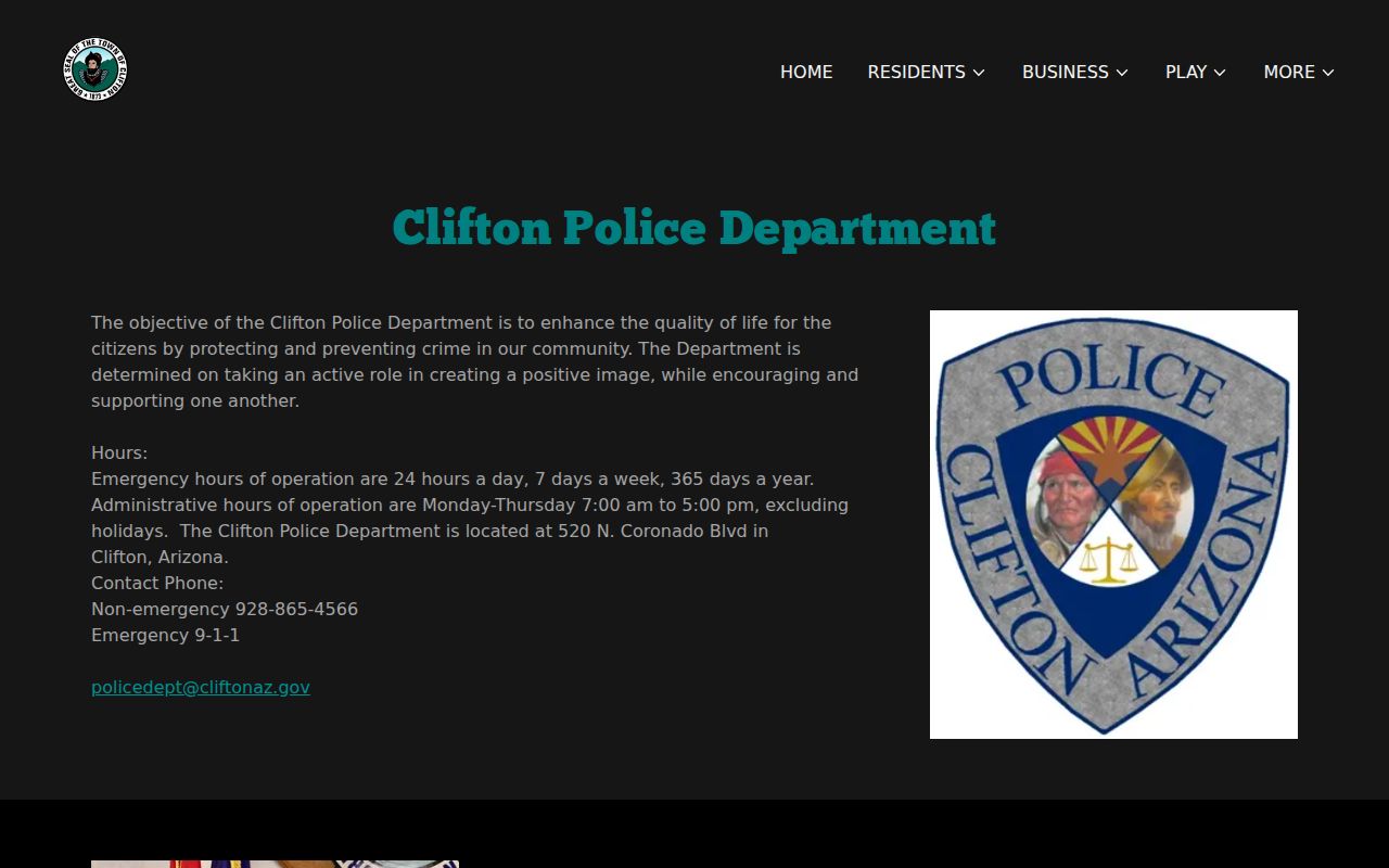 Clifton warrant records and Clifton Police Department information
