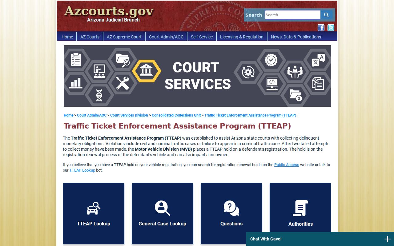 Greenlee County traffic warrant and Arizona TTEAP court information